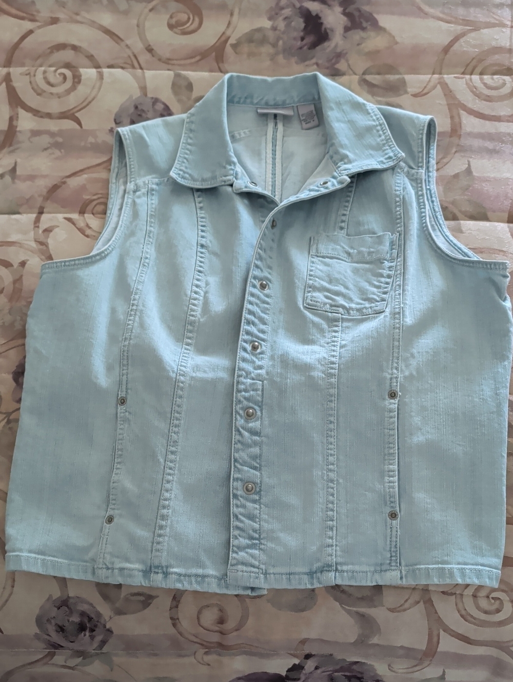Chicos Denim Vest Size 3 or large vintage jean sleeveless top